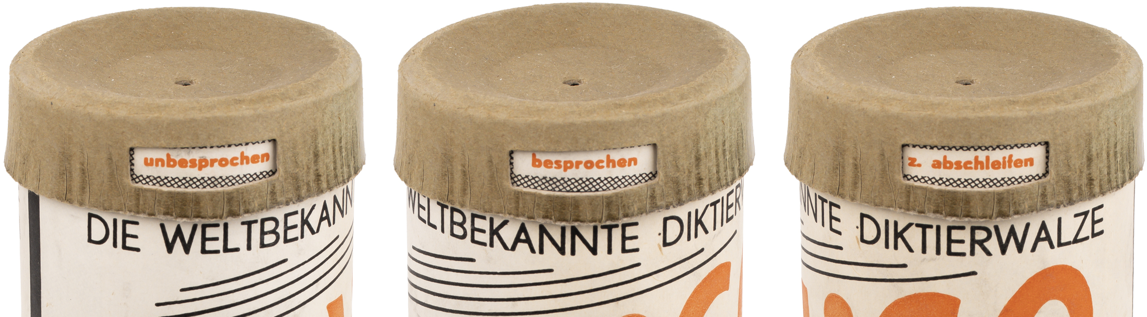 Closeup of lid with cuttout turned to show different states of cylinder