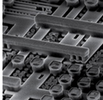 Electron microscope picture of integrated circuit.