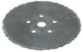 A thin metal disc with small bumps around its profile and mounting holes in its center