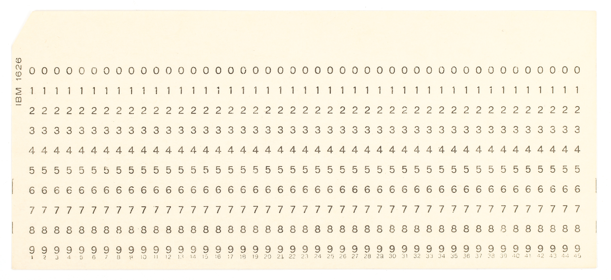 Unpunched 45 column IBM card