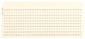 An unpunched IBM punch card formated for 45 columns of round holes
