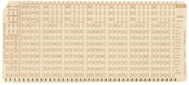 Standard size punch card with narrow printed boxes to be filled in by pencil