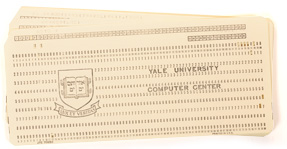 Stack of IBM cards from Yale University Computer Center with FORTRAN code for 