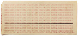 Standard size punch card with 40 columns of square areas to be filled in by pencil
