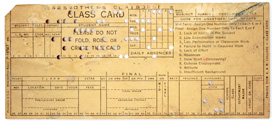 A Univac report card with round holes for Prairie View A&M