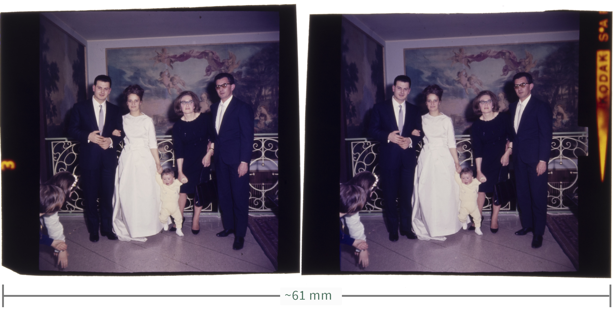 Images as they would have appeared on single roll of 120 film (approx. 61 mm wide).